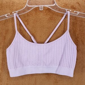 SPIRTUAL GANGSTER Bra Womens XS S Pink Pullover Seamless Racerback Rib Stretch